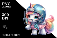 Cute Baby Unicorn with Football Helmet | Clipart Product Image 2