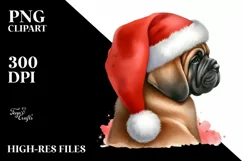 a Cute Mastiff with Santa Hat PNG Product Image 3
