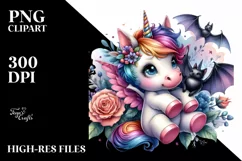 Colorful Unicorn Bat PNG Product Image 3