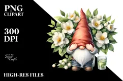 Gnome with Large Jasmine Floral Frame, Vibrant PNG Product Image 2