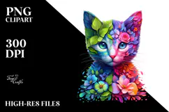 Abstract Vibrant Watercolor Kitten, 20 oz Tumbler Product Image 2