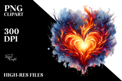 Fire Heart Digital Painting, PNG Product Image 2