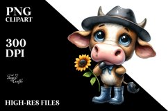 Expressive Watercolor Cow with Hat | SEO Friendly Clipart Product Image 3
