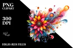 Vibrant Colorful Flower | Sublimation | Clipart Product Image 3