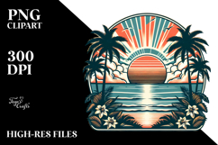 Vintage Beach Sunset Clipart Product Image 2