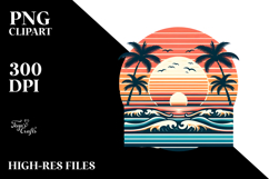 Vintage Tropical Beach Sunset T-Shirt Vector Product Image 2