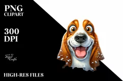 Crazy Basset Hound Sticking out Through Ice | Clipart Product Image 3