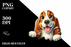 Crazy Basset Hound Sticking out Through Ice | Clipart Product Image 1