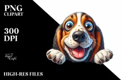 Crazy Basset Hound Sticking out Through Ice | Clipart Product Image 3