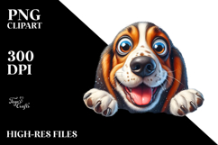 Crazy Basset Hound Sticking out Through Ice | Clipart Product Image 2