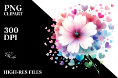 Colorful Boho Flower with Heart Petals PNG Product Image 2