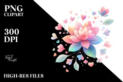 Colorful Boho Flower with Heart Petals PNG Product Image 2