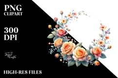 Vibrant Orange Roses Floral Frame PNG Product Image 2