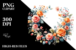 Vibrant Orange Roses Floral Frame PNG Product Image 2