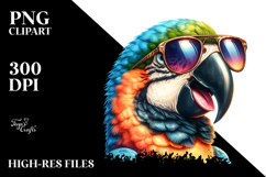 Vibrant Macaw Portrait with Sunglasses and Tongue Out Product Image 2