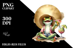 Happy Frog with Beachwear, Vibrant PNG Product Image 2