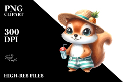 Watercolor Squirrel at the Beach | Clipart Product Image 2