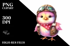 Smiling Cute Baby Chicken Aviator Suit Clipart Product Image 1