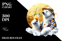 Polar Bear Drinking Cocktail PNG Product Image 2