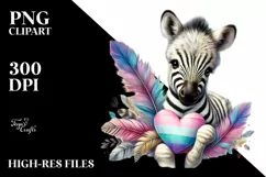 Adorable Zebra Holding Heart PNG Product Image 2