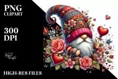 Detailed Valentine's Gnome with Hat PNG Product Image 2