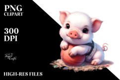 Cute Baby Pig Wrestling in Pastel Watercolor Product Image 2