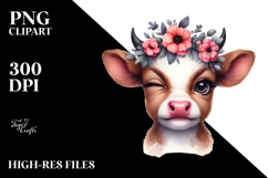 Ridiculously Cute Baby Calf with Flower Crown PNG Product Image 2