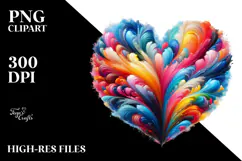 Colorful Heart Digital Painting PNG Product Image 2