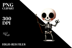 Funny Skeleton Halloween Clipart, PNG Product Image 2