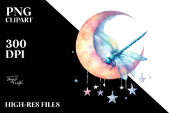 Boho Baby Dragonfly Sleeping on the Moon PNG Product Image 2