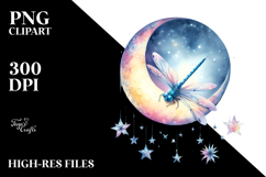 Boho Baby Dragonfly Sleeping on the Moon PNG Product Image 2