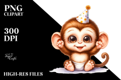 Cute Baby Monkey with Punk Look PNG Product Image 2