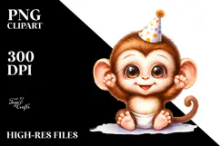 Cute Baby Monkey with Punk Look PNG Product Image 2