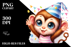 Party Monkey Illustration PNG Product Image 2