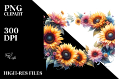 Watercolor Vibrant Horizontal Frame with Sunflower Glossy Product Image 2