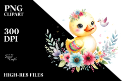 Colorful Duck Floral Watercolor Clipart Product Image 2