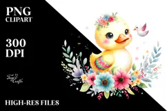 Colorful Duck Floral Watercolor Clipart Product Image 2