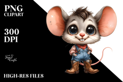 Watercolor Baby Mouse Cowboy Boots Clipart Product Image 2