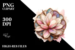 Stained Magnolia with Golden Frame PNG Product Image 2