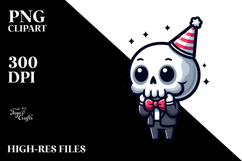Cartoony Cute Skull with Birthday Hat PNG Product Image 2