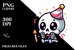 Ridiculously Cute Skull with Birthday Hat, Transparent PNG Product Image 2