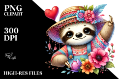 Cute Boho Baby Sloth, Transparent PNG Product Image 2