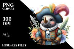 Colorful Baby Rhino Musketeer Suit Clipart Product Image 2