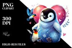 Colorful Baby Penguin with Heart PNG Product Image 2