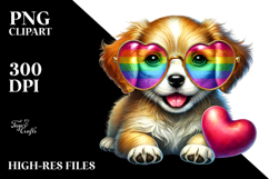 Colorful Puppy with Sunglasses, Transparent PNG Product Image 2