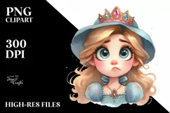 Watercolor Princess Portrait Hat Clipart Product Image 1