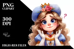 Watercolor Princess Portrait Hat Clipart Product Image 3