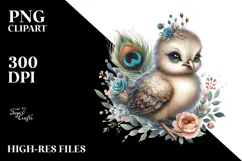 Digital Watercolor Baby Peacock, Transparent PNG Product Image 2