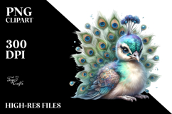 Digital Adorned Cute Baby Peacock PNG Product Image 2