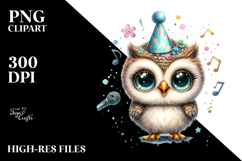 Cute Energetic Baby Owl PNG Product Image 2